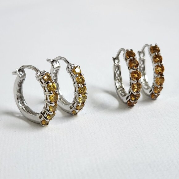 JTV Jewelry - NIB Pair of 925 STS Citrine Golden and Honey Hoop Half Eternity Earrings